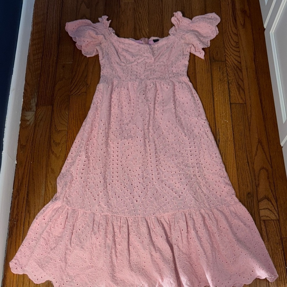 SHEIN Pink Ruffled Maxi Sundress
